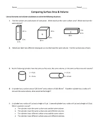 Comparing Surface Area & Volume