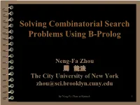 Constraint Programming -- the B-Prolog Project