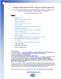 Design of Experiments (DOE) Using the Taguchi Approach