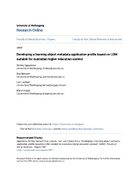 Developing a Learning Object Metadata Application Profile Based on OML Suitable for Australian Higher Education Context
