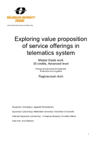 Exploring Value Proposition of Service Offerings in Telematics System
