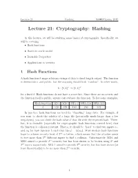 Hash Functions