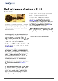Hydrodynamics of Writing with Ink 21 November 2011