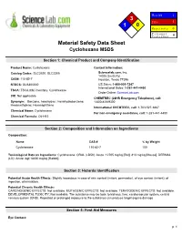 Material Safety Data Sheet Cyclohexane MSDS