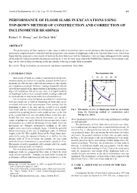 Performance of Floor Slabs in Excavations Using Top-Down Method of Construction and Correction of Inclinometer Readings