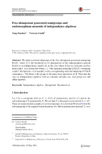 Free Idempotent Generated Semigroups and Endomorphism Monoids of Independence Algebras