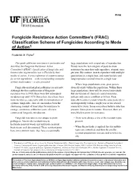 Fungicide Resistance Action Committee's (FRAC) Classification Scheme of Fungicides According to Mode of Action1