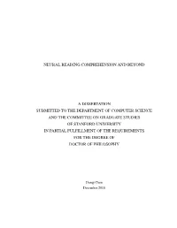 Neural Reading Comprehension and Beyond