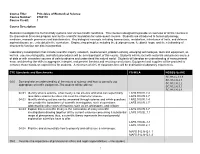 Principles of Biomedical Science Course Number: 8708110 Course Credit: 1