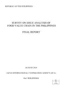 Survey on Issue Analysis of Food Value Chain in the Philippines Final Report