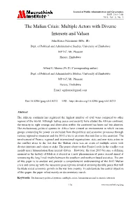 The Malian Crisis: Multiple Actors with Diverse Interests and Values