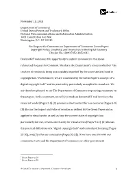 Deviantart Welcomes This Opportunity to Submit Comments in the Above Referenced Request for Comment