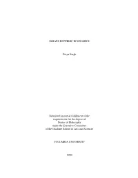 ESSAYS in PUBLIC ECONOMICS Divya Singh Submitted in Partial