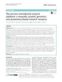 The Porcine Translational Research Database: a Manually Curated, Genomics and Proteomics-Based Research Resource Harry D