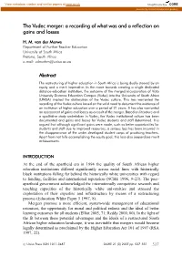 The Vudec Merger: a Recording of What Was and a Reflection on Gains and Losses