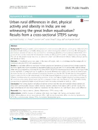 Urban Rural Differences in Diet, Physical Activity and Obesity in India