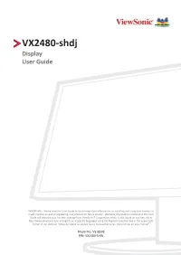 VX2480-Shdj Display User Guide