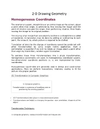2-D Drawing Geometry Homogeneous Coordinates