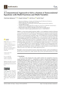 A Computational Approach to Solve a System of Transcendental Equations with Multi-Functions and Multi-Variables