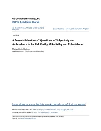 A Feminist Inheritance? Questions of Subjectivity and Ambivalence in Paul Mccarthy, Mike Kelley and Robert Gober
