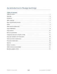 An Introduction to Numpy and Scipy