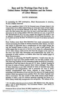 Race and the Working-Class Past in the United States: Multiple Identities and the Future of Labor History