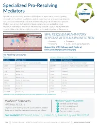 Specialized Pro-Resolving Mediators