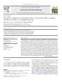 The Spatial Configuration of Greenspace Affects Semi-Aquatic