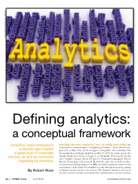 Defining Analytics: a Conceptual Framework