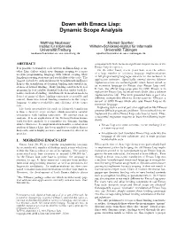 Down with Emacs Lisp: Dynamic Scope Analysis