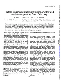 Factors Determining Maximum Inspiratory Flow and Maximum Expiratory Flow of the Lung