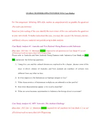 GLOBAL BUSINESS STRATEGY(BUS 7070) Case Studies