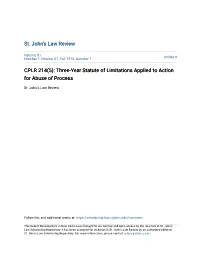 CPLR 214(5): Three-Year Statute of Limitations Applied to Action for Abuse of Process