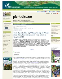 First Report of the Ug99 Race Group of Wheat Stem Rust, Puccinia