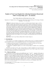 Number of Test Cases Required in Achieving Statement, Branch and Path Coverage Using ‘Gcov’: an Analysis