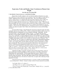 Some Variations on Themes from Wright Dorit Bar-On, UNC-Chapel Hill 1