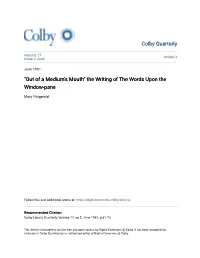The Writing of the Words Upon the Window-Pane