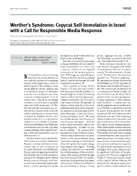 Werther's Syndrome: Copycat Self-Immolation in Israel with a Call