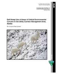 Dall Sheep Use of Areas of Critical Environmental Concern in the Utility Corridor Management Area, Alaska