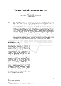 Enterprise Ontology Driven Software Generation