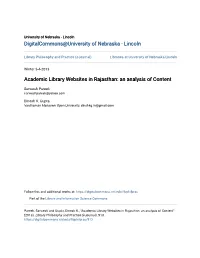 Academic Library Websites in Rajasthan: an Analysis of Content