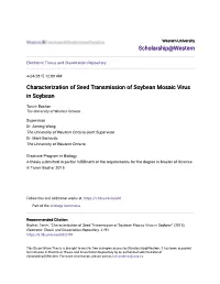 Characterization of Seed Transmission of Soybean Mosaic Virus in Soybean