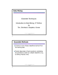 Data Mining Ensemble Techniques Introduction to Data Mining, 2Nd