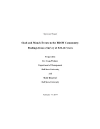 Slosh and Munch Events in the BDSM Community: Findings from a Survey of Fetlife Users