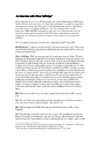 An Interview with Oliver Selfridge1