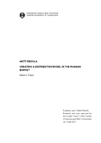 Antti Rekola Creating a Distribution Model in The