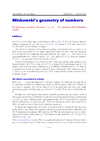 Minkowski's Geometry of Numbers