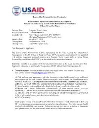 Program Team Leader Solicitation Number: 72DFFP18R00015 Salary Level: GS-14 Equivalent: $114,590 - $148,967 (Includes Washington, D.C