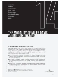 The Modality of Miles Davis and John Coltrane14