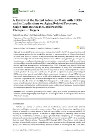 A Review of the Recent Advances Made with SIRT6 and Its Implications on Aging Related Processes, Major Human Diseases, and Possible Therapeutic Targets